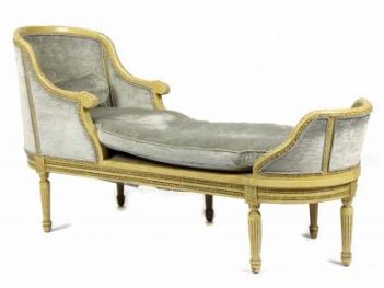 Louis XVI style paint decorated chaise lounge